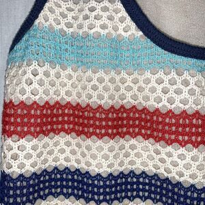 American Rag Cie Boho Hippie Crocheted Stripe Tank Top Size M